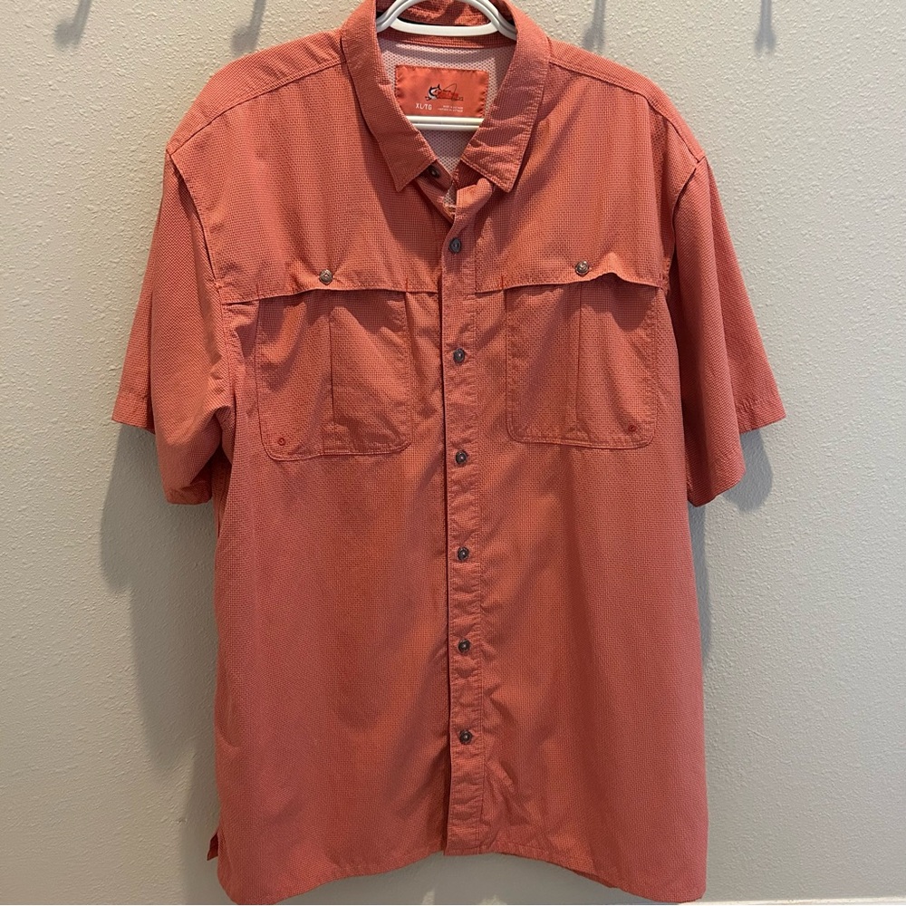 Men's World Wide Sportsman Casual Orange Button-Down Shirt XL